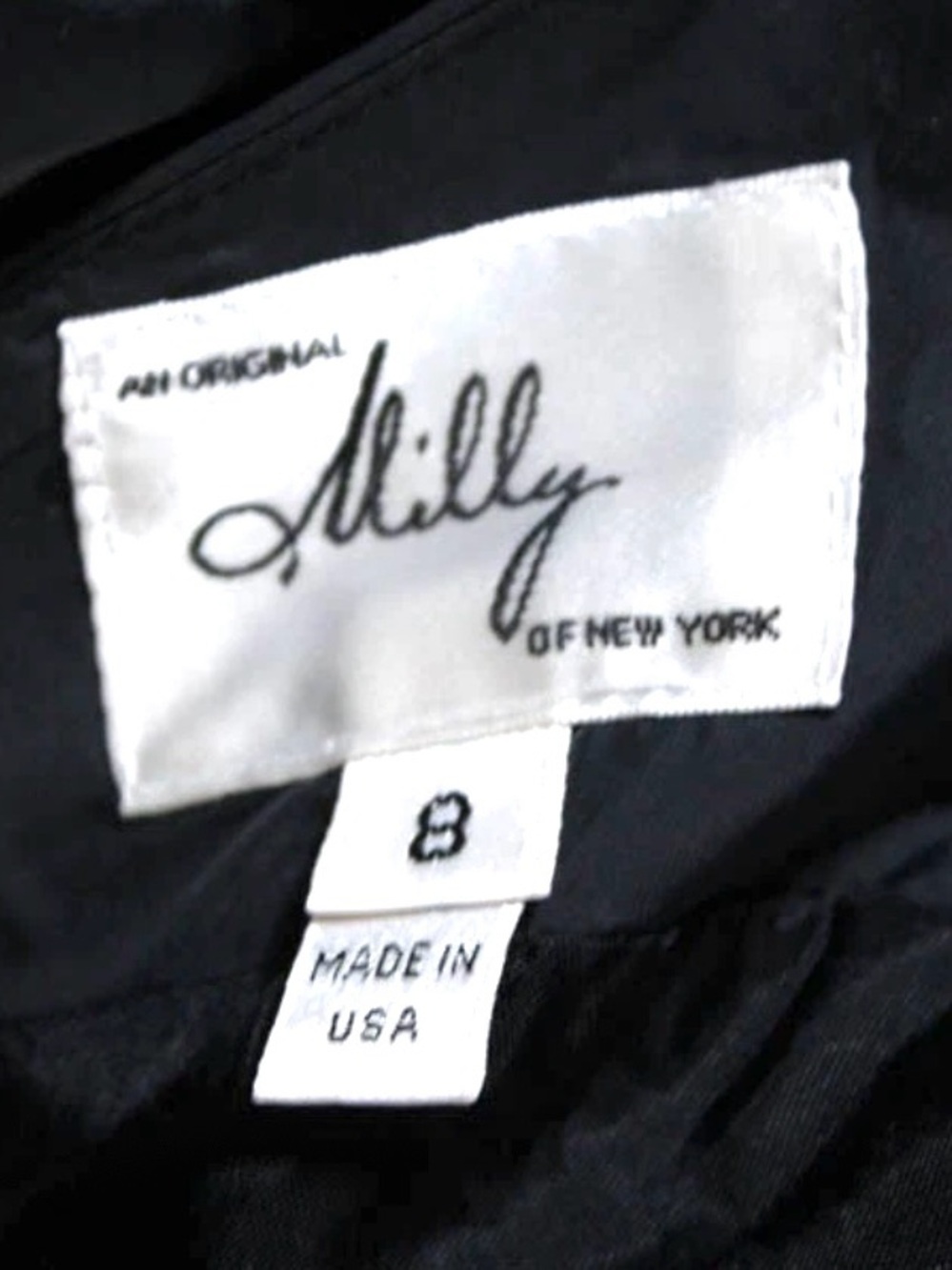 Milly of NY Vintage Midi Fit & Flare Dress in Black with Pink Ribbon Size 8 - Picture 5 of 7